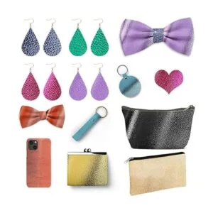 HYANG Hojas de cuero sintético plateado en relieve de_6