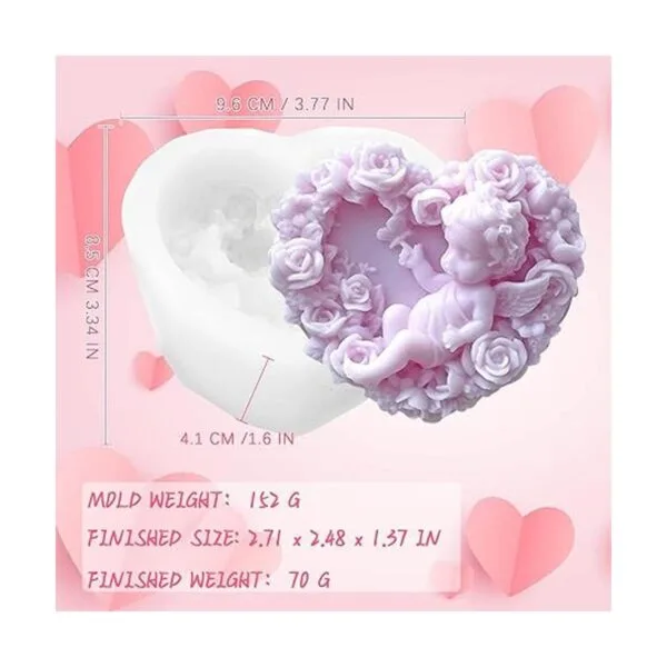 Molde de silicona con forma de corazón de ángel para el_2