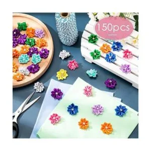 150 flores de cinta de satén pequeñas para manualidades_3