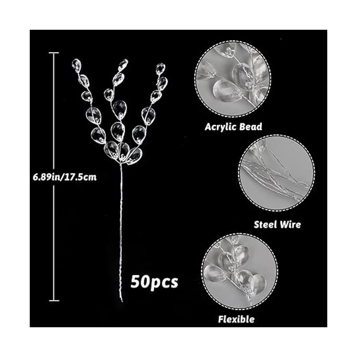 FOIMAS 50 tallos de gota de cuentas acrílicas ramo de_2