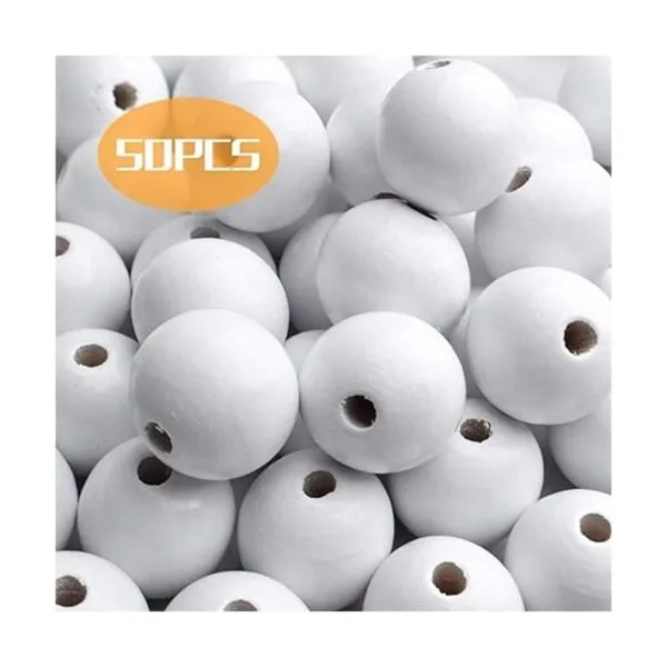 Aylifu Cuentas redondas de madera 50 cuentas de madera_3