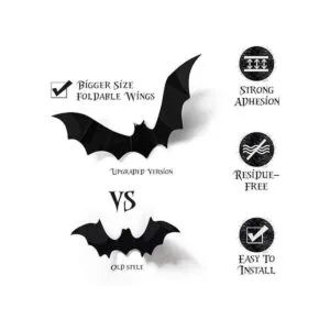 Coogam Decoración de murciélagos 3D de Halloween 60_2