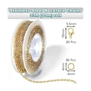 Jishi Cadena de oro de 33 pies de acero inoxidable de_2