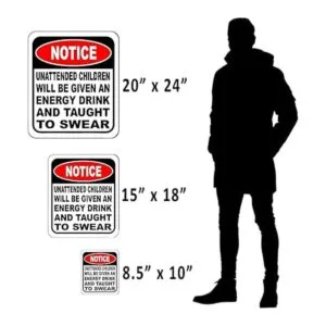 Letrero con texto en inglés Unattended Children Will Be_2