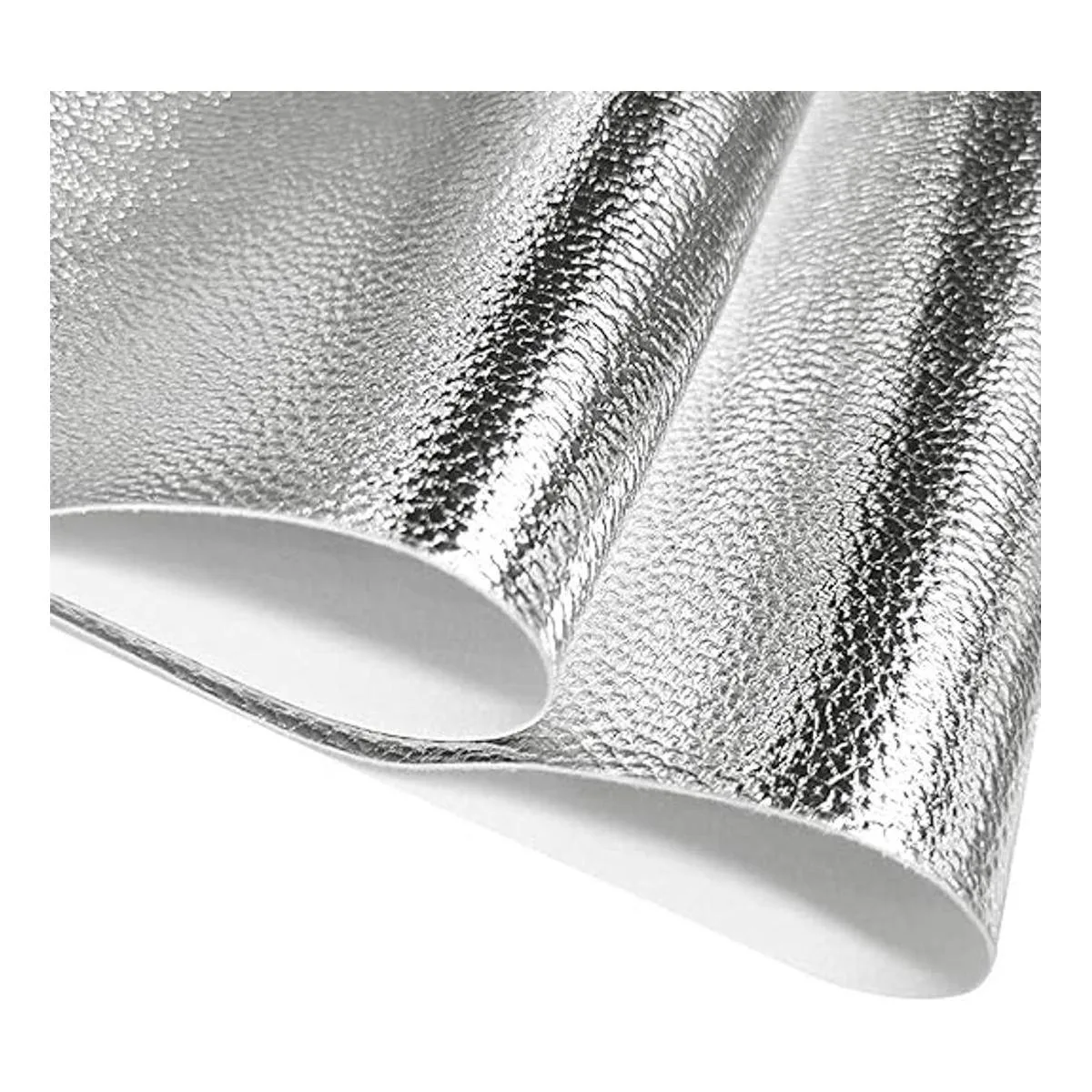 HYANG Hojas de cuero sintético plateado en relieve de_2