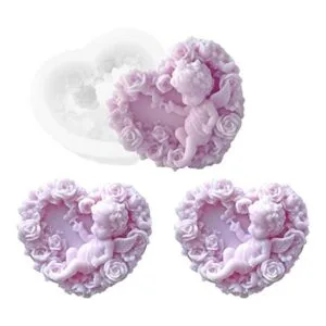 Molde de silicona con forma de corazón de ángel para el_1