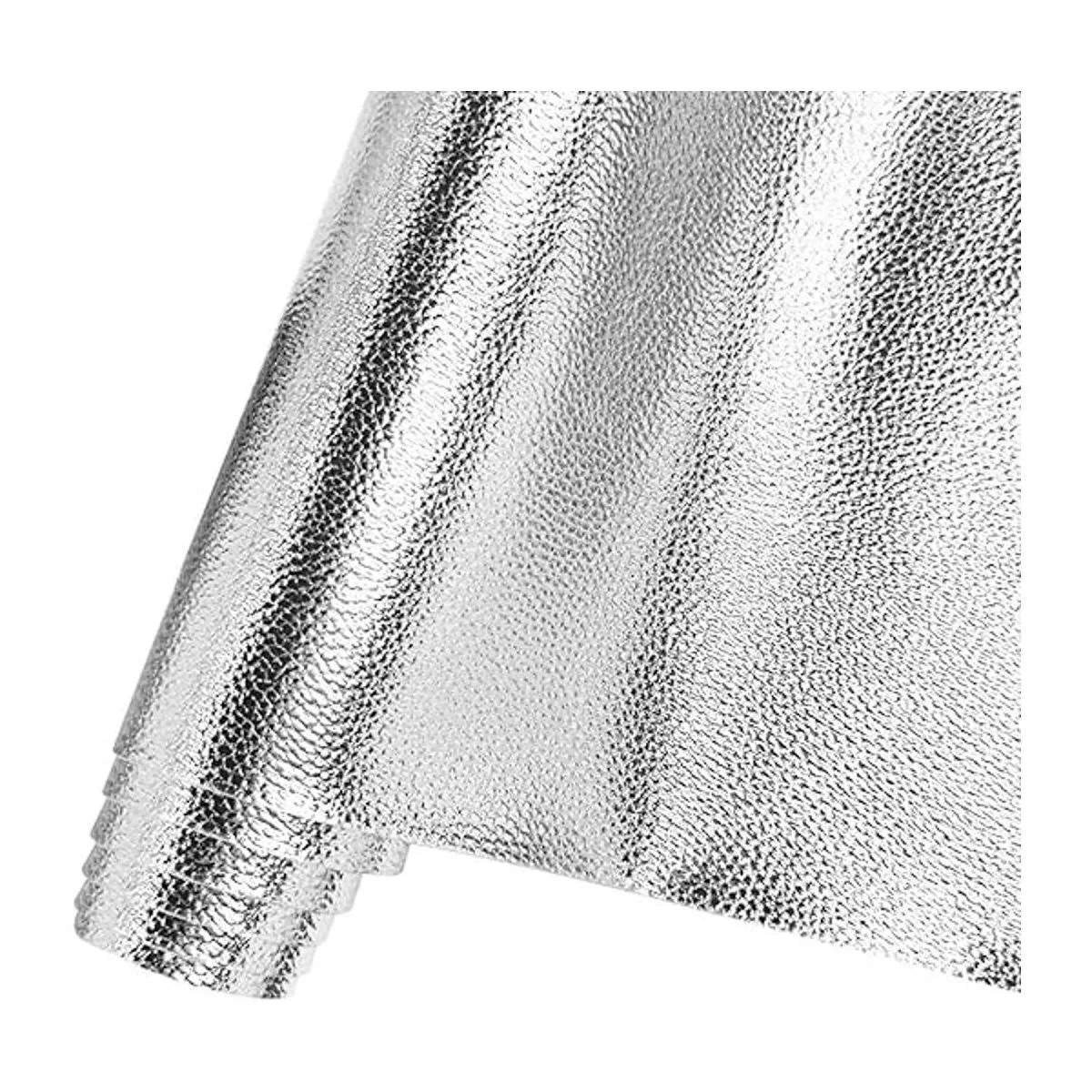 HYANG Hojas de cuero sintético plateado en relieve de_1