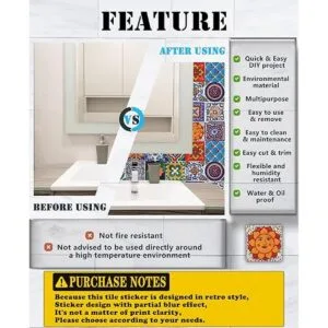 Cendray 24 pegatinas de azulejos para decoración de pared_3