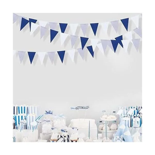 Decoración de fiesta azul marino blanco y plateado 30_4