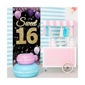 Sweet Póster para puerta de 16 cumpleaños decoración de_5