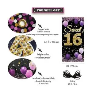 Sweet Póster para puerta de 16 cumpleaños decoración de_2