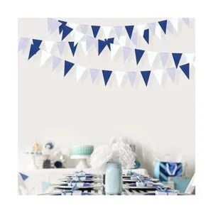 Decoración de fiesta azul marino blanco y plateado 30_3