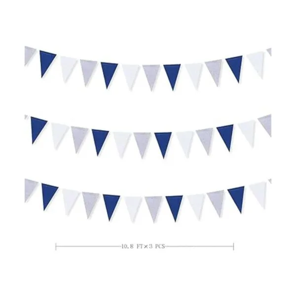 Decoración de fiesta azul marino blanco y plateado 30_2