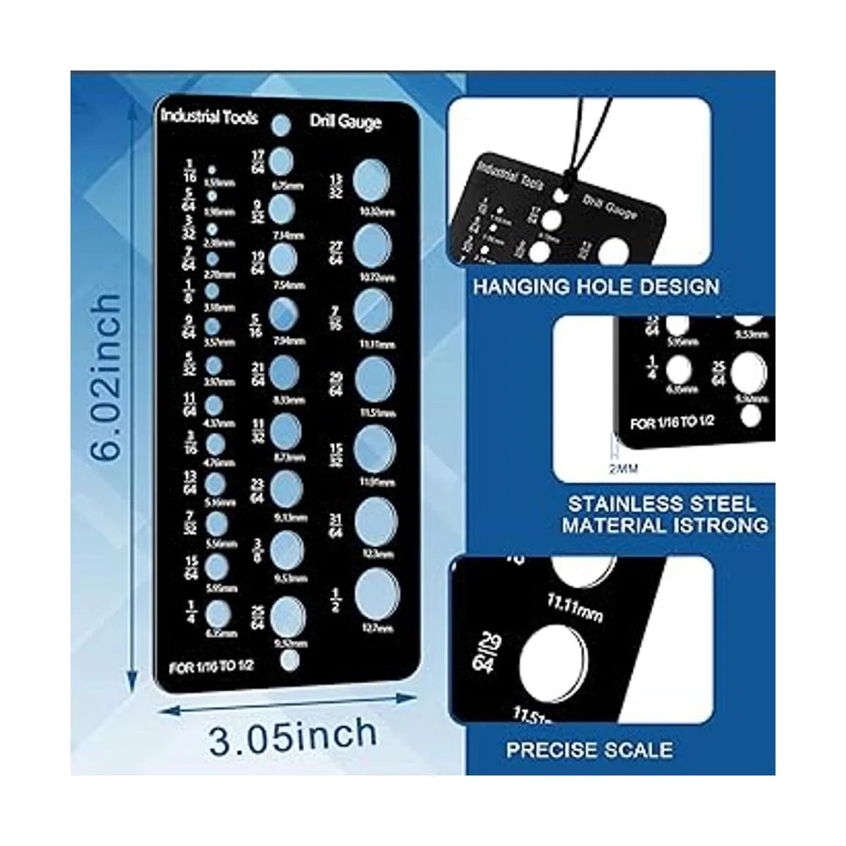 Calibre de broca fraccional calibre de tamaño de broca_3