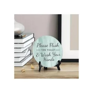 Round Please Flush The Toilet Wash Your Hands letrero_3