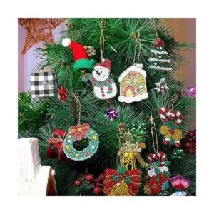 12 piezas de llavero de pintura de diamantes de Navidad_6