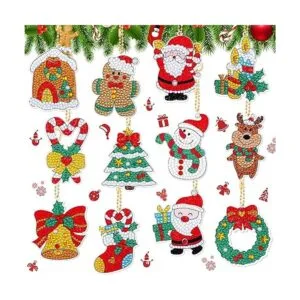12 piezas de llavero de pintura de diamantes de Navidad_1