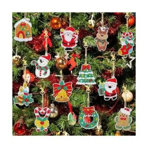 12 piezas de llavero de pintura de diamantes de Navidad_2