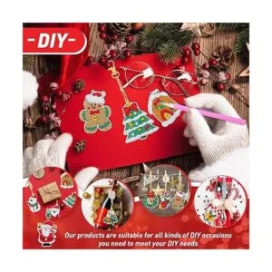 12 piezas de llavero de pintura de diamantes de Navidad_5