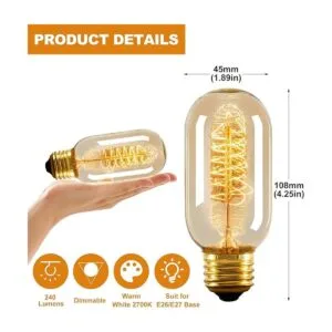 NUODIFAN Bombillas Edison paquete de 4 bombillas de_3