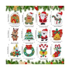 12 piezas de llavero de pintura de diamantes de Navidad_3