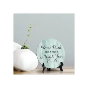 Round Please Flush The Toilet Wash Your Hands letrero_2