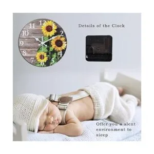 EZXZZ Reloj de pared redondo con diseño de girasol de 10_3
