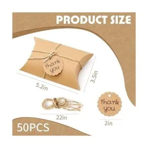 Saihisday 50 cajas de almohada Kraft de 5.2 x 3.5 x 1.6_3