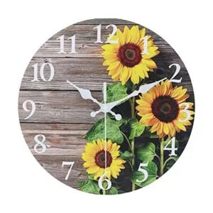 EZXZZ Reloj de pared redondo con diseño de girasol de 10_1