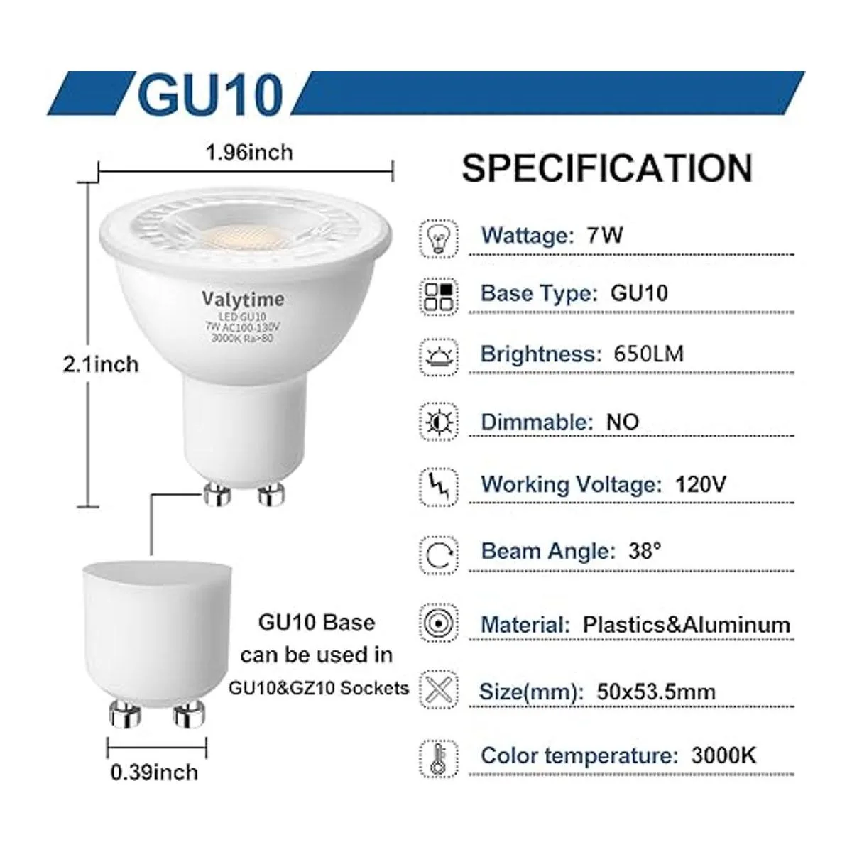 Bombillas LED GU10 de 7 W equivalente a 50 W 60 W75 W_2