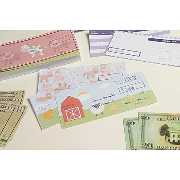 Juego de cheques para niños juguete educativo_2