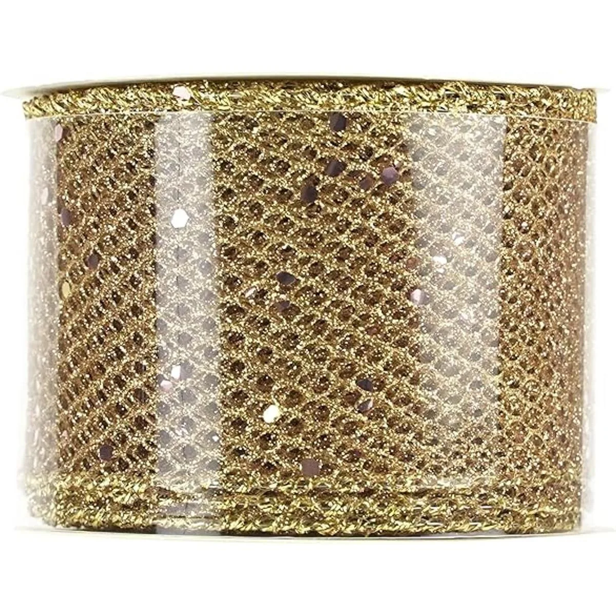 HUIHUANG Cinta de malla con purpurina de oro rosa de 2.5_5
