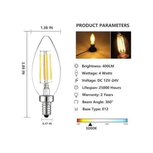 Bombillas LED de candelabro de 12 voltios E12 de 40 vatios_2