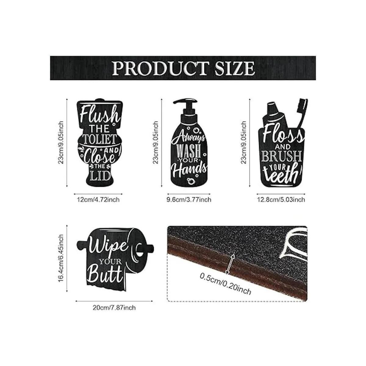 4 letreros de pared de madera para baño cepillo de_2