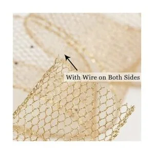 HUIHUANG Cinta de malla con purpurina de oro rosa de 2.5_3