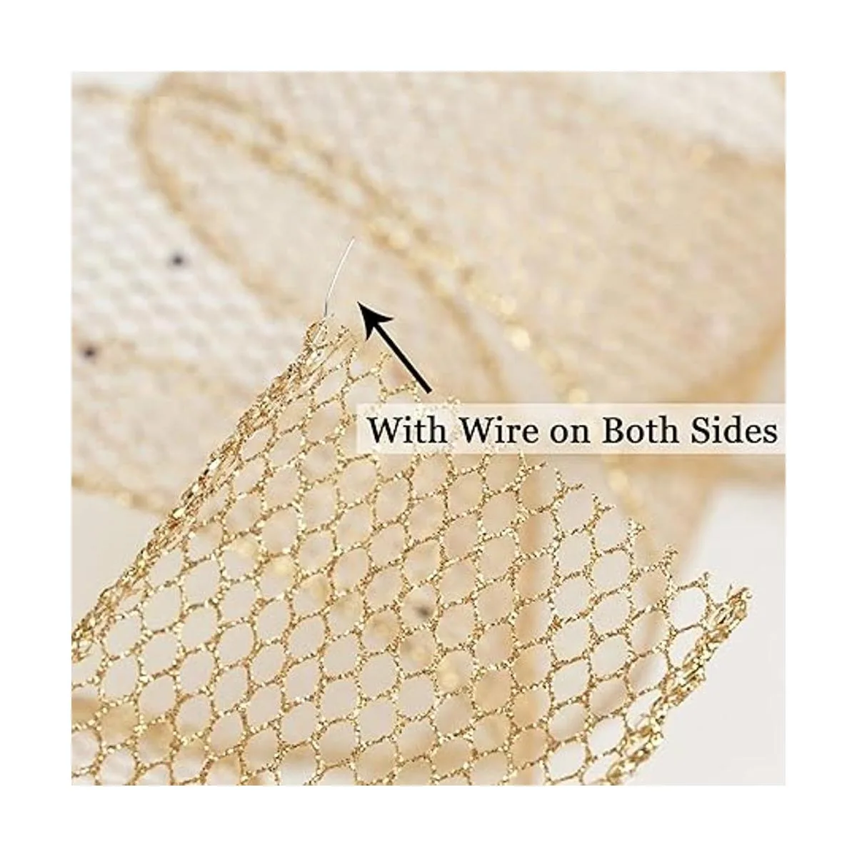 HUIHUANG Cinta de malla con purpurina de oro rosa de 2.5_3