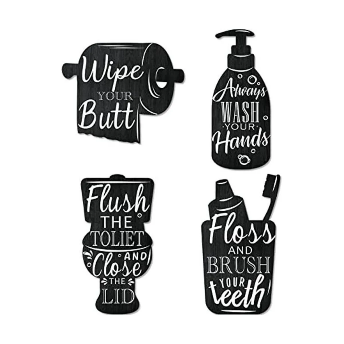 4 letreros de pared de madera para baño cepillo de_1