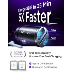 AINOPE Adaptador de cargador de coche USB C de 72 W_2