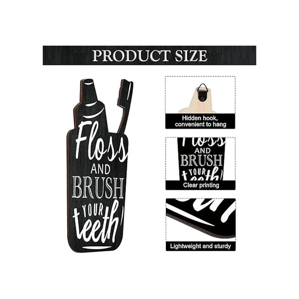 4 letreros de pared de madera para baño cepillo de_3