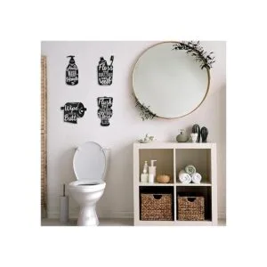 4 letreros de pared de madera para baño cepillo de_6