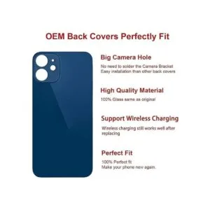 Perzework Repuesto de vidrio trasero OEM para iPhone 12 de_2