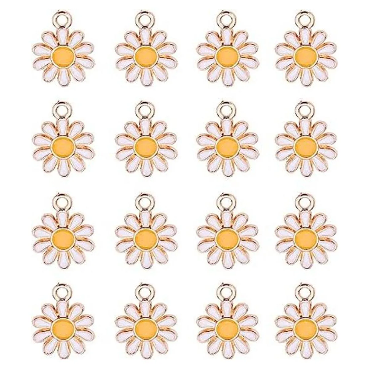 KitBeads 100 dijes de flores blancas con diseño de_1