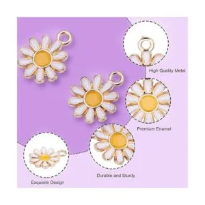 KitBeads 100 dijes de flores blancas con diseño de_3