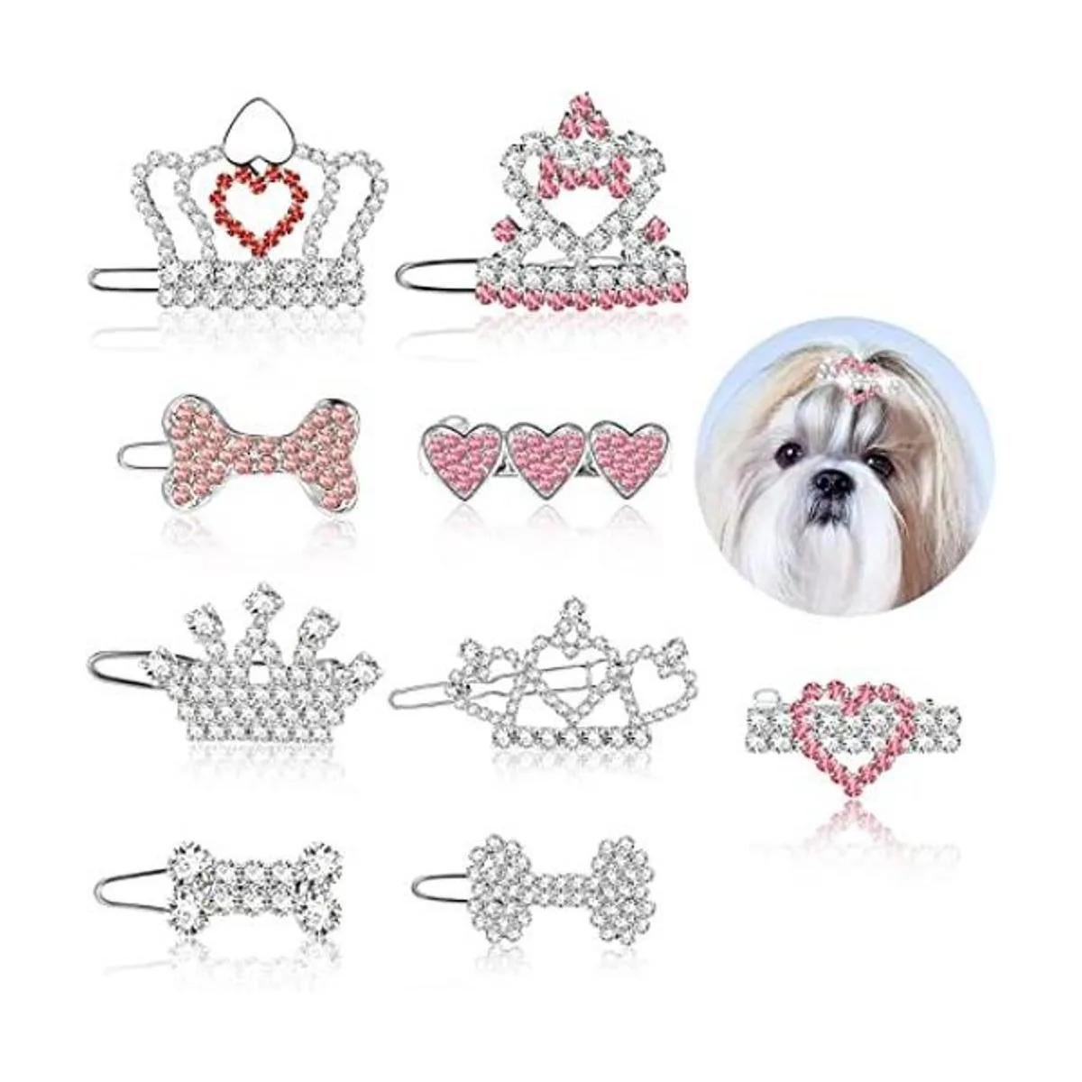 9 piezas de pinzas para el pelo de la corona de perro con_1