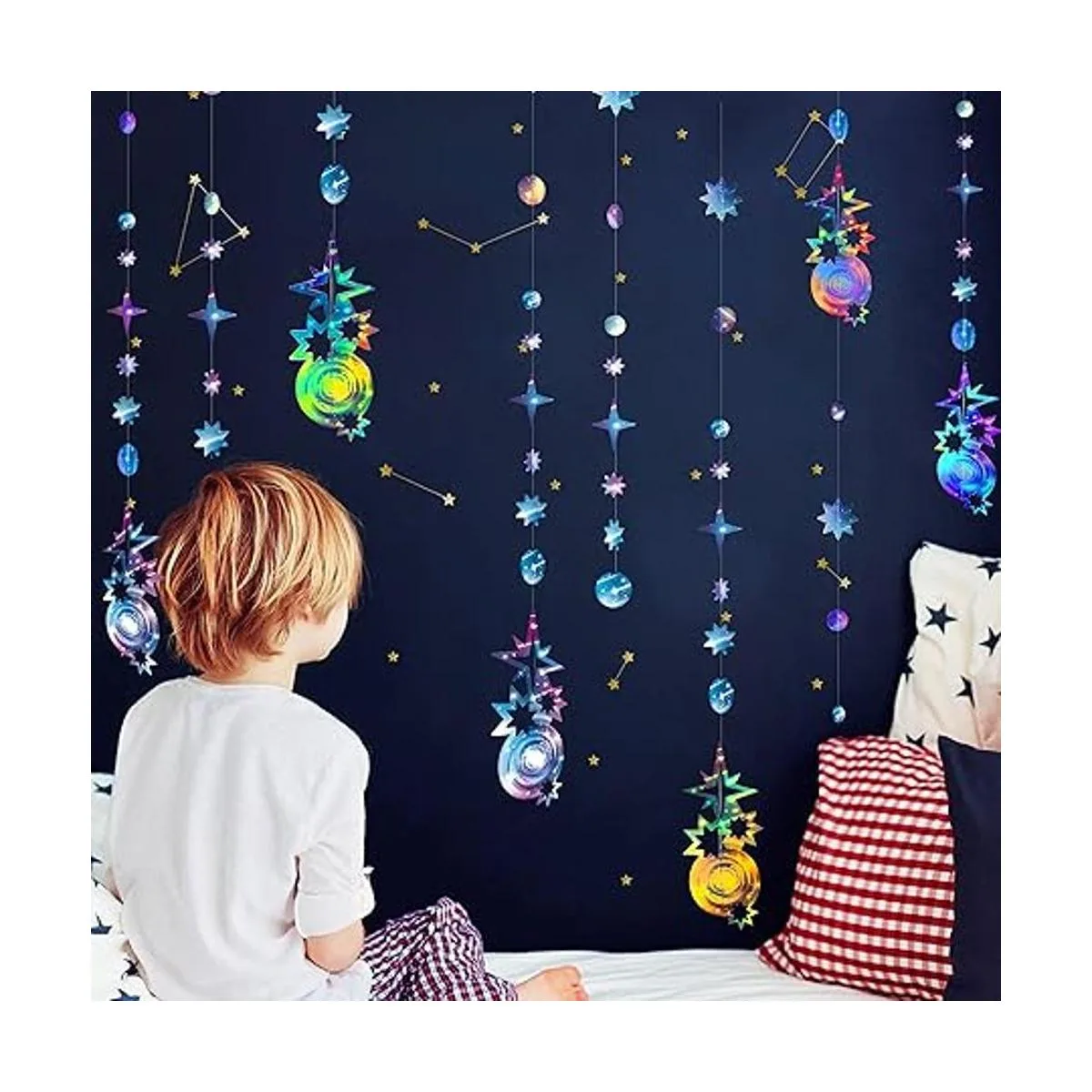 Guirnalda romántica de estrellas iridiscentes azul púrpura_4