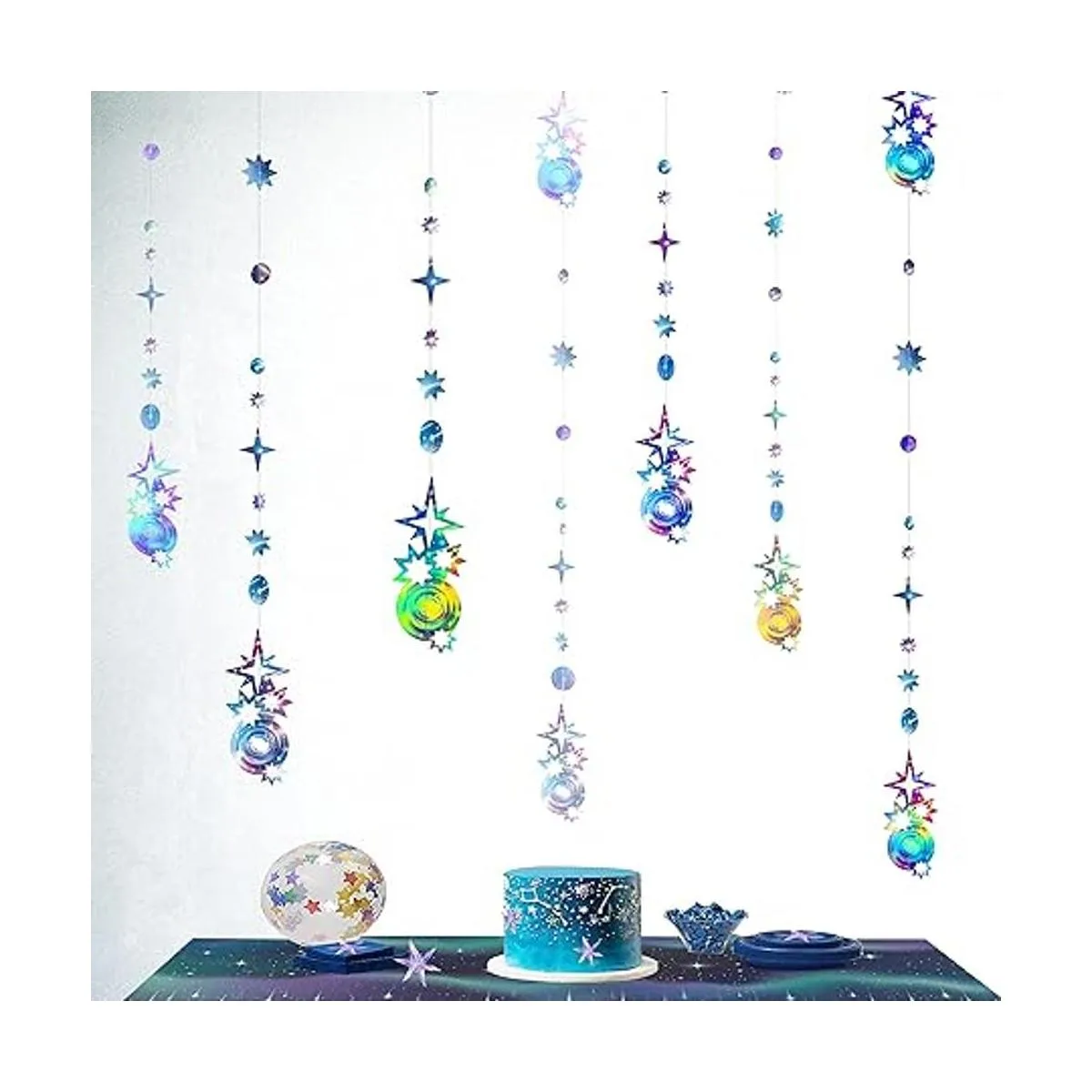 Guirnalda romántica de estrellas iridiscentes azul púrpura_5