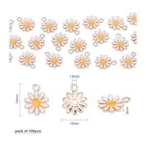 KitBeads 100 dijes de flores blancas con diseño de_2