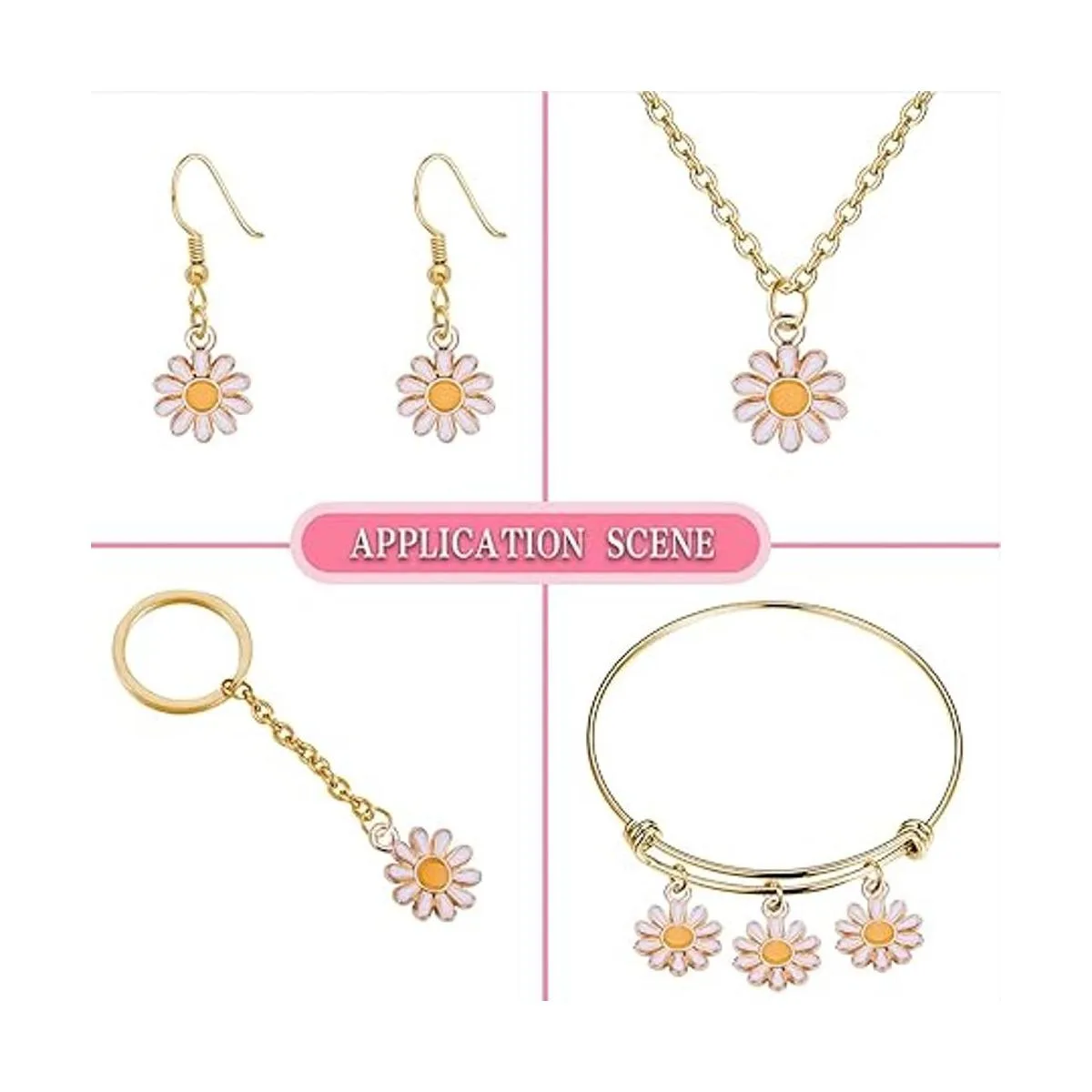 KitBeads 100 dijes de flores blancas con diseño de_7