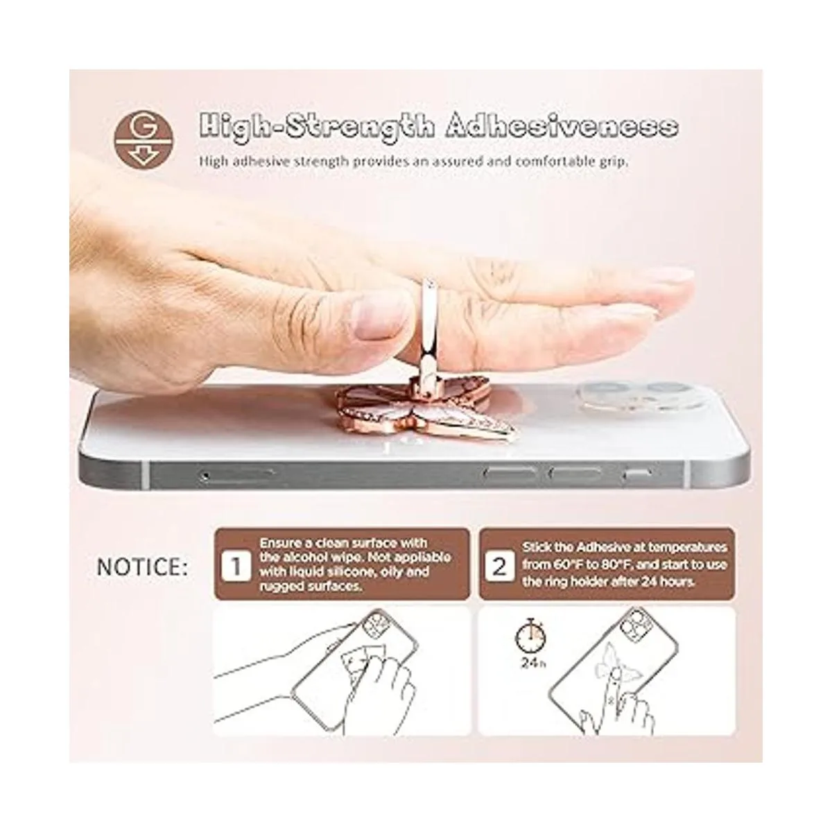 Butterfly Cell Phone Ring Holder Stand 360Rotation Metal_6