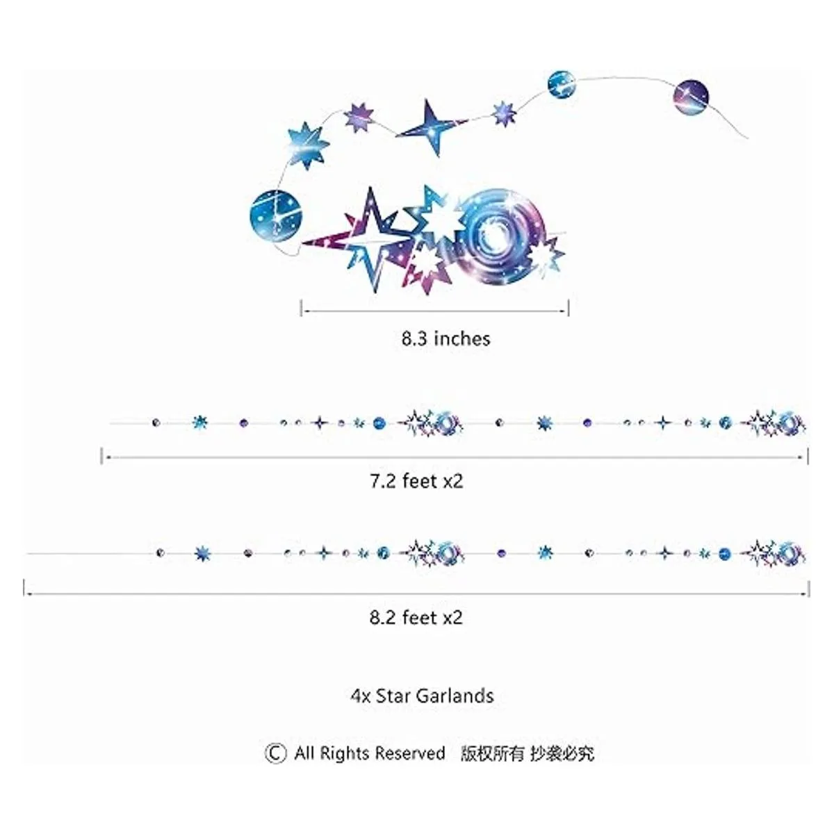 Guirnalda romántica de estrellas iridiscentes azul púrpura_3